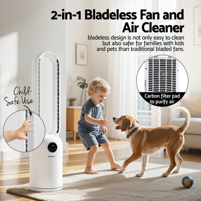 Devanti 2in1 Bladeless Fan Air Purification W/ Remote 88cm TF-RC-308L-WH