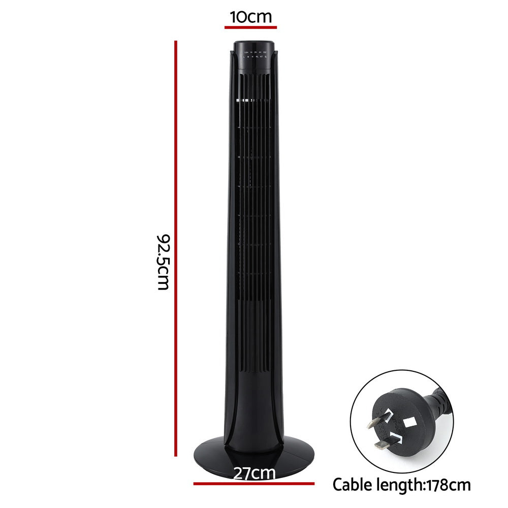 Devanti Tower Fan Oscillating 3 Speeds with Remote 93cm TF-RC-T10RH-BK