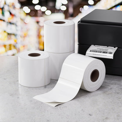 4 Rolls Direct Thermal Labels Paper Printer Paper Barcode Shipping Stickers TH-LABEL-100X150-4-WH
