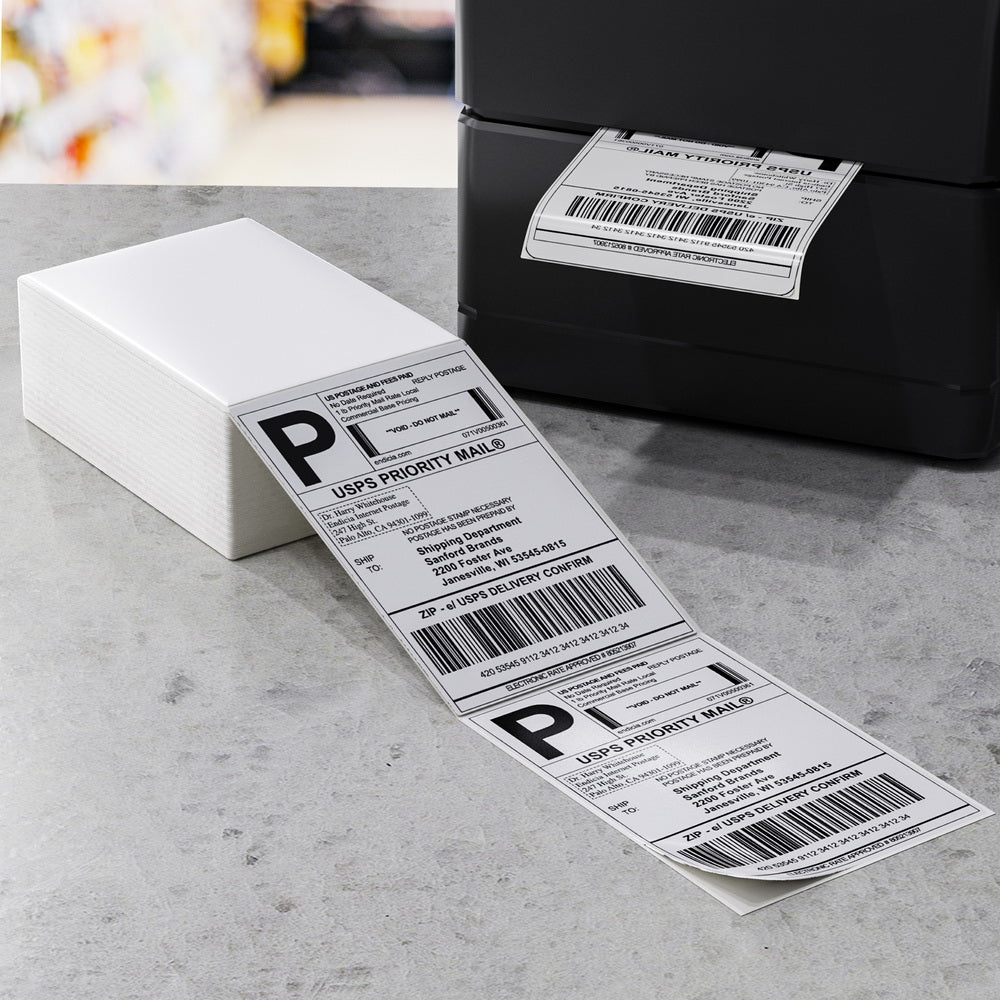 500 Sheets Direct Thermal Labels Adhesive Printer Paper Barcode Shipping Sticker TH-LABEL-100X150-500-WH