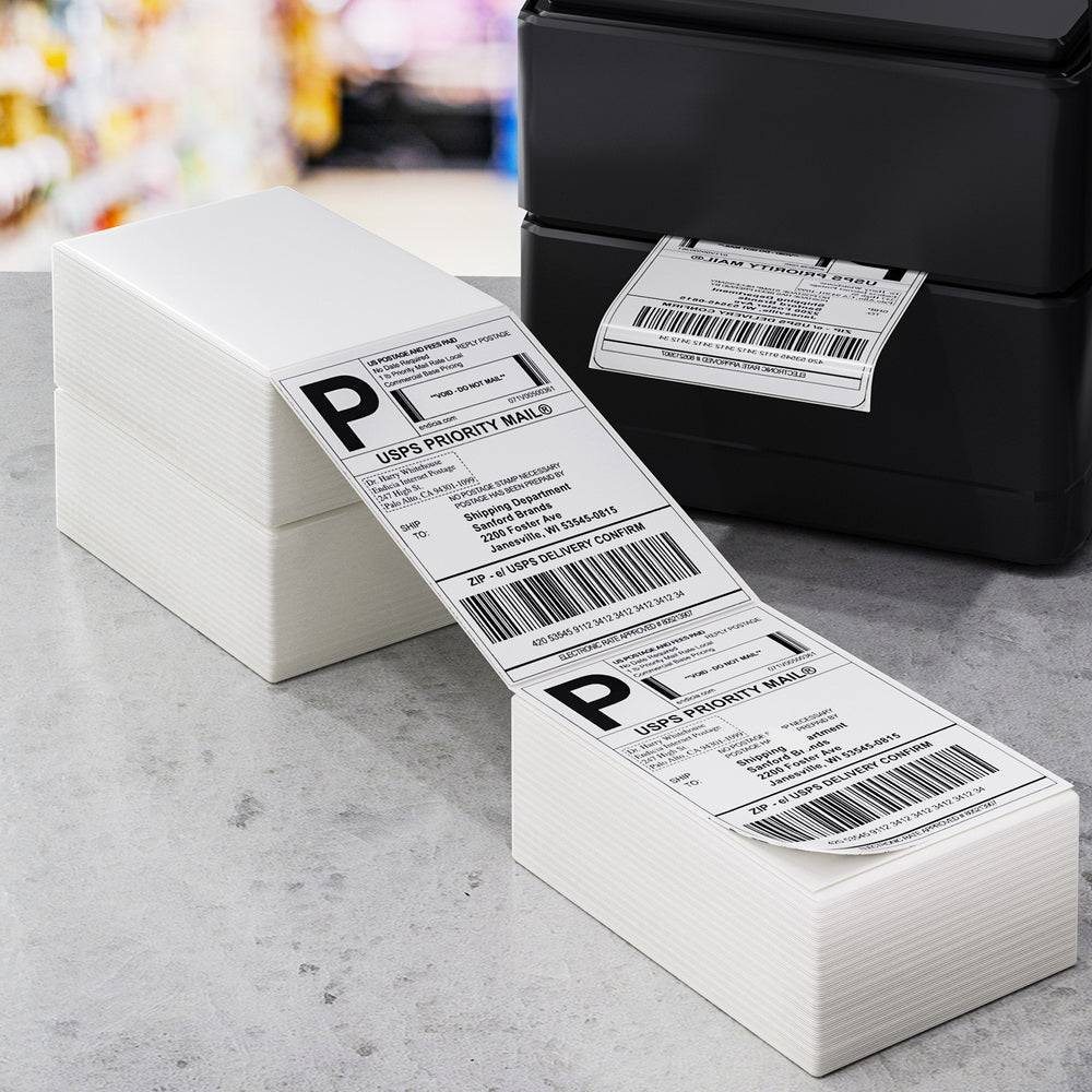 1500 Sheets Direct Thermal Label Adhesive Printer Paper Barcode Shipping Sticker TH-LABEL-100X150-500-WHX3
