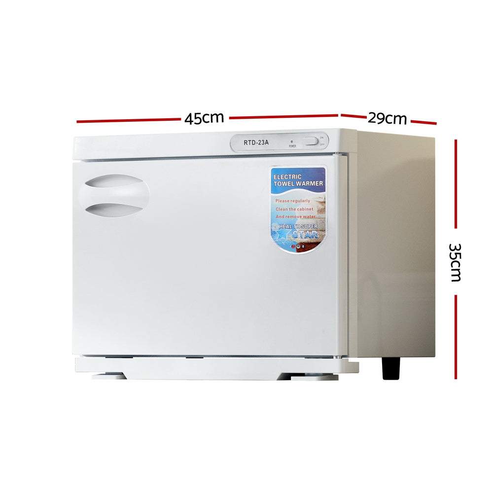 Devanti 23L Towel Warmer UV Sterilizer Heater Cabinet Beauty SPA Salon White TH-S-23L-WH