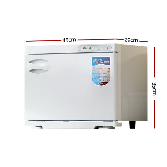 Devanti 23L Towel Warmer UV Sterilizer Heater Cabinet Beauty SPA Salon White TH-S-23L-WH