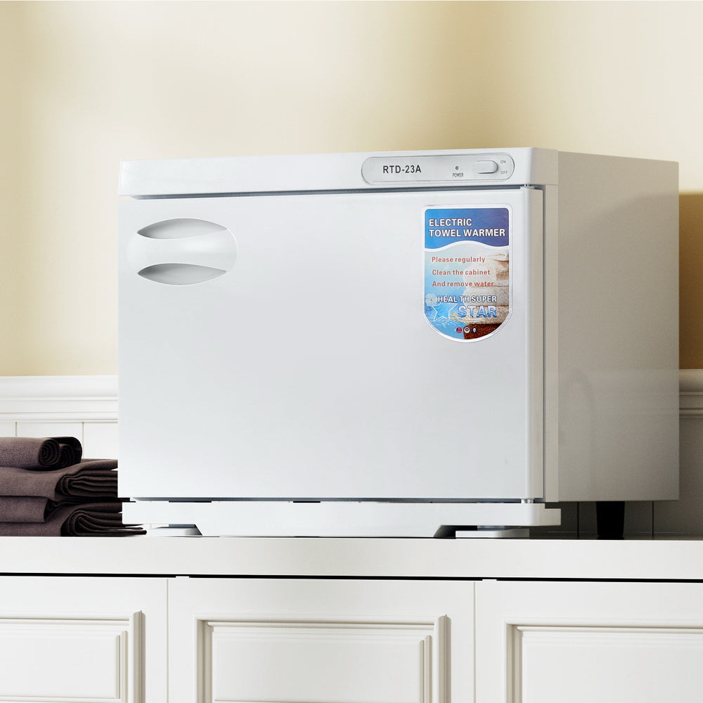 Devanti 23L Towel Warmer UV Sterilizer Heater Cabinet Beauty SPA Salon White TH-S-23L-WH
