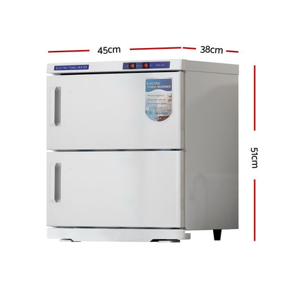Devanti 32L Towel Warmer UV Sterilizer Heater Cabinet Beauty SPA Salon White TH-S-32L-WH