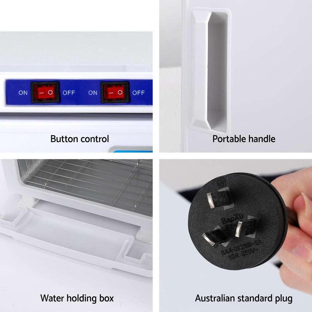 Devanti 32L Towel Warmer UV Sterilizer Heater Cabinet Beauty SPA Salon White TH-S-32L-WH