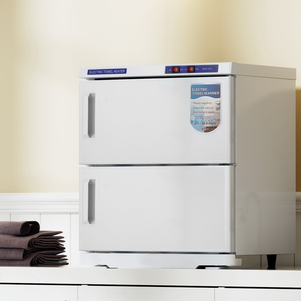 Devanti 32L Towel Warmer UV Sterilizer Heater Cabinet Beauty SPA Salon White TH-S-32L-WH