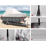 Seamanship 17-19ft Boat Cover Trailerable Jumbo 600D Marine Heavy Duty TJBC-1719-GR