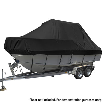 Seamanship Boat Cover 25-27ft Trailerable Jumbo Marine 600D Heavy Duty Black TJBC-2527-BK
