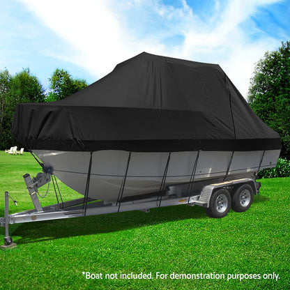 Seamanship Boat Cover 25-27ft Trailerable Jumbo Marine 600D Heavy Duty Black TJBC-2527-BK