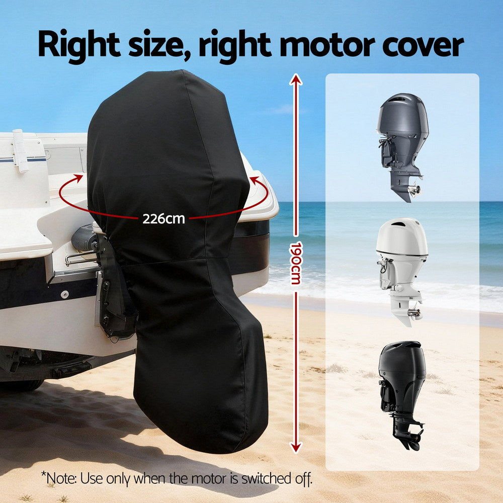 Seamanship Full Outboard Boat Motor Engine Cover Dust Rain Protection 100hp -150hp 600D Black TJBC-MC-150-BK