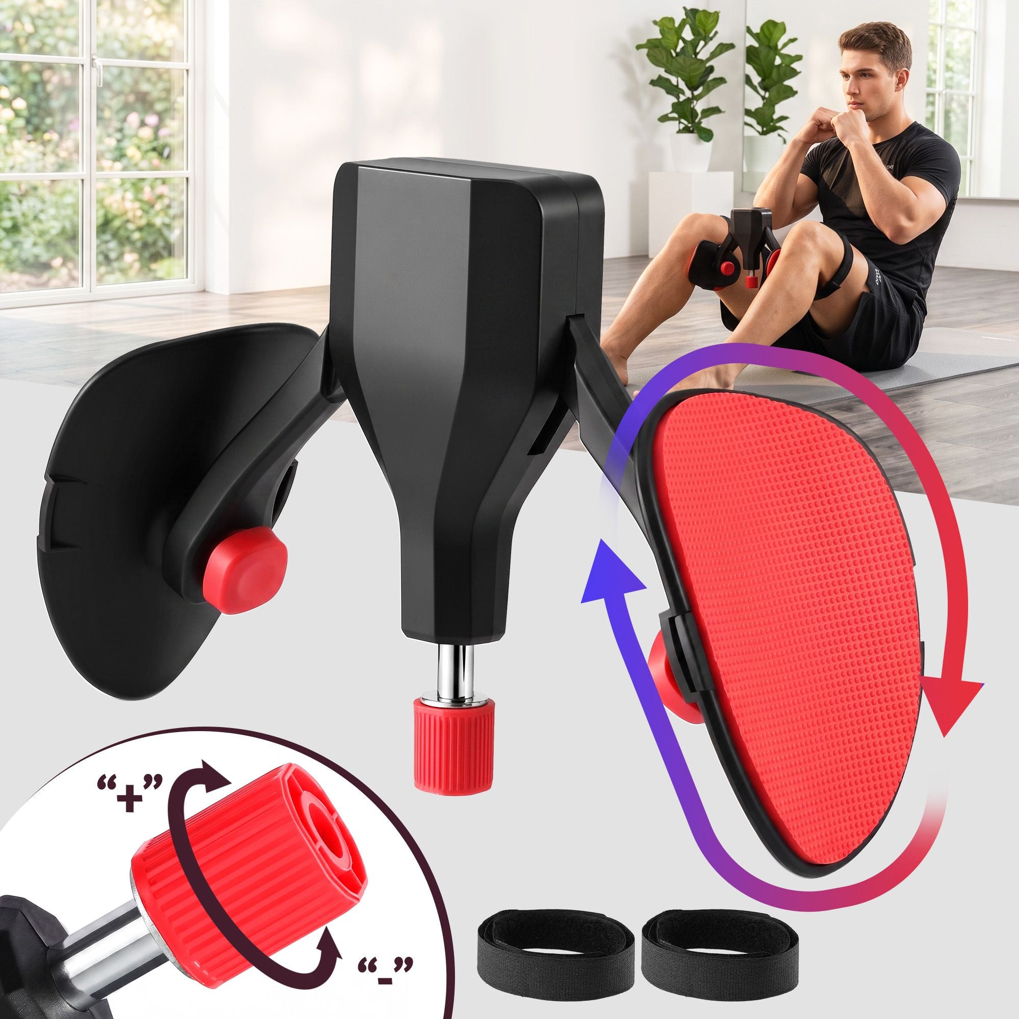 Everfit Pelvic Floor Exerciser Inner Thigh Kegel Trainer 35KG 360 Adjustable Men Women Black & Red
