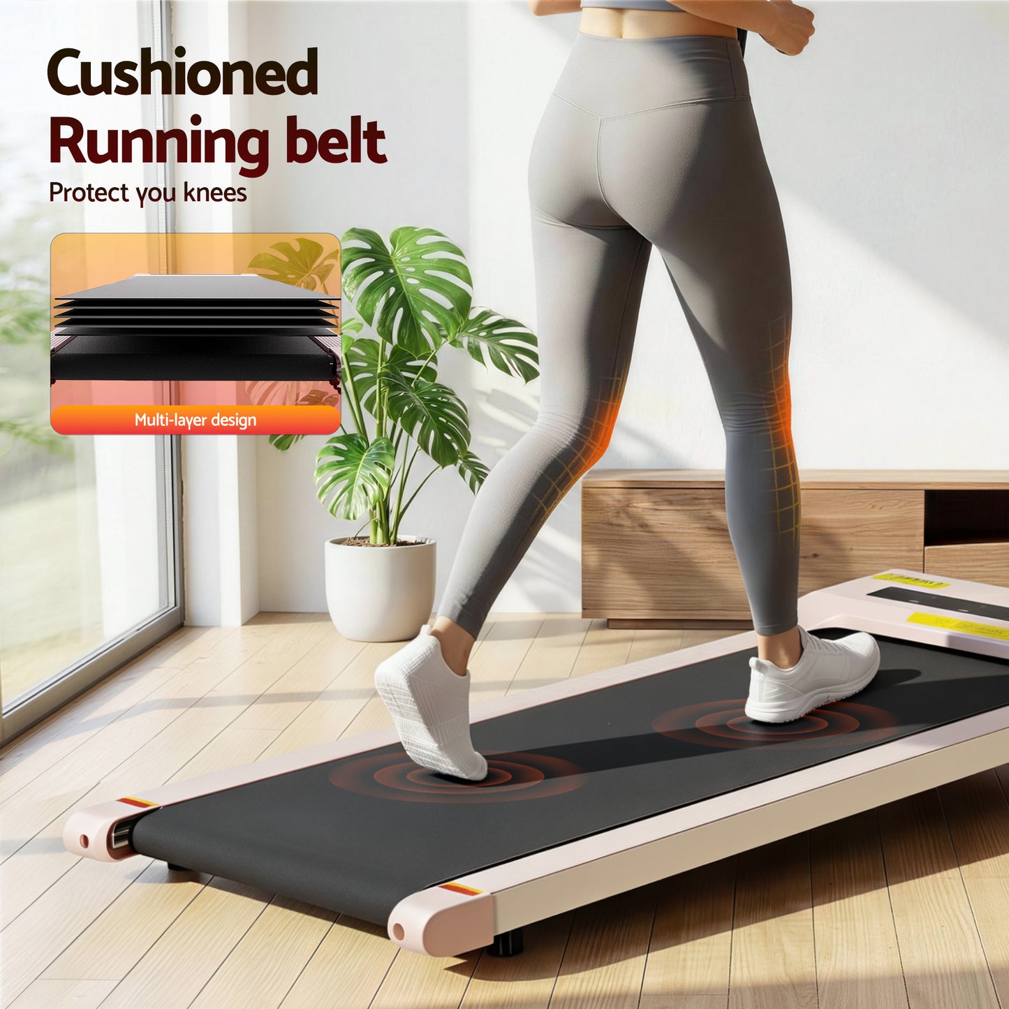 Everfit Treadmill Electric Walking Pad Under Desk Home Gym Fitness 360mm Pink TMILL-360-PAD