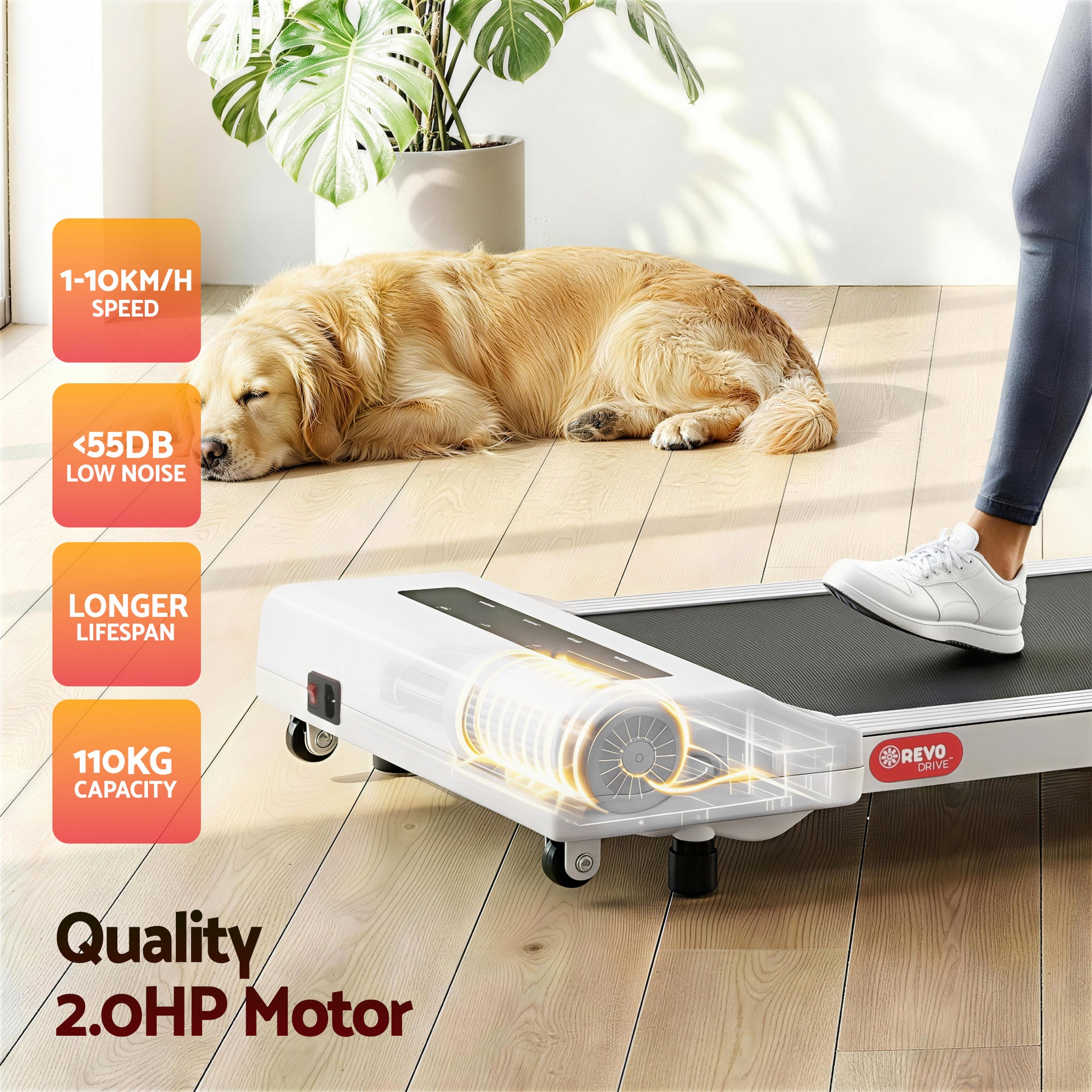 Everfit Treadmill Electric Walking Pad Under Desk Home Gym Fitness 360mm White TMILL-360-PAD-WH
