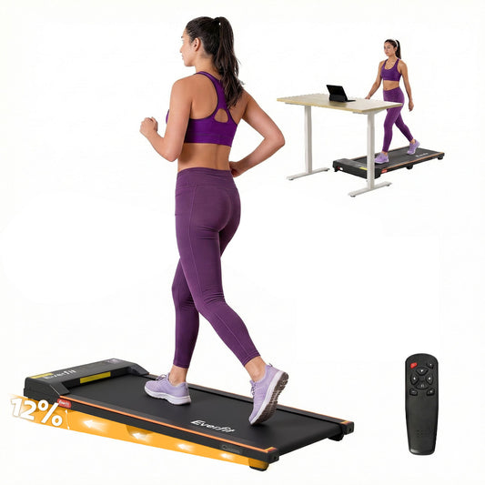 Everfit 3 in 1 Walking Pad Treadmill 12% Incline Under Desk Treadmills for Home Gym With 38cm Wide Belt TMILL-380-2INC-BK
