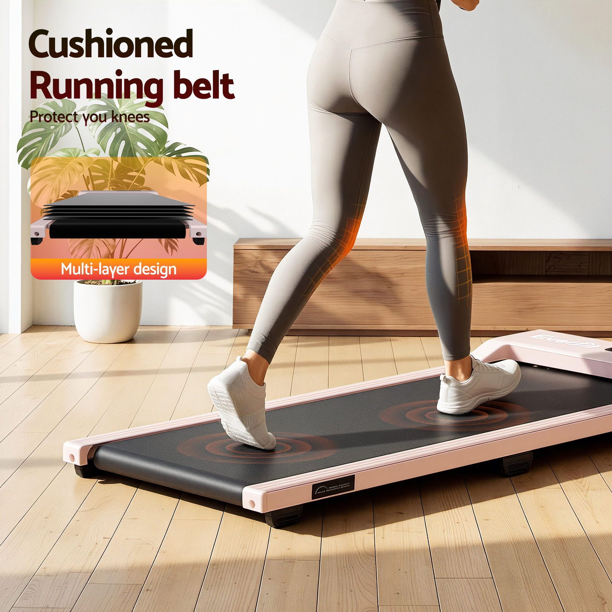 Everfit 3 in 1 Walking Pad Treadmill 12% Incline Under Desk Treadmills for Home Gym With 38cm Wide Belt Pink TMILL-380-2INC-PK