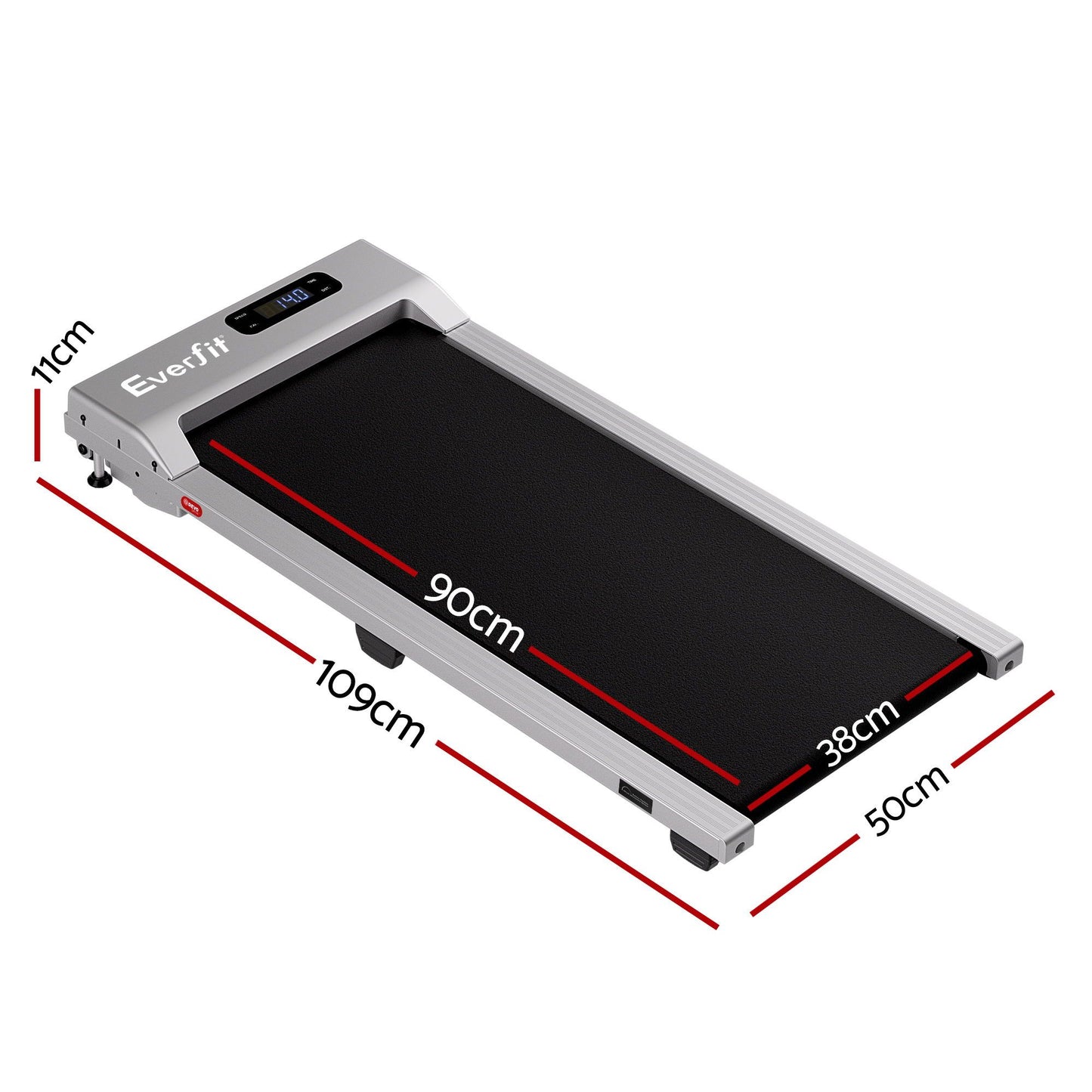 Everfit 3 in 1 Walking Pad Treadmill 12% Incline Under Desk Treadmills for Home Gym With 38cm Wide Belt Silver TMILL-380-2INC-SI