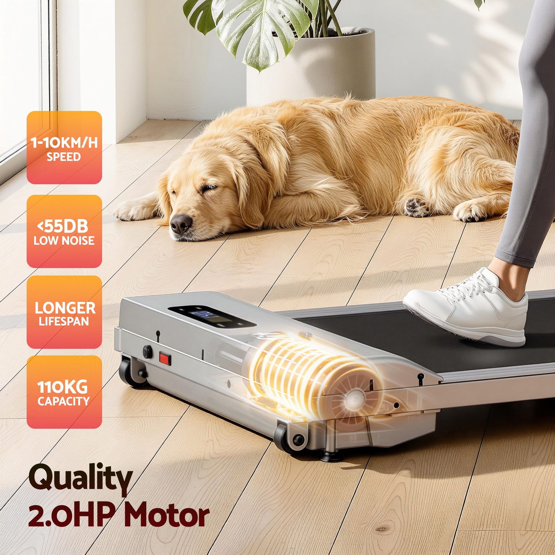 Everfit 3 in 1 Walking Pad Treadmill 12% Incline Under Desk Treadmills for Home Gym With 38cm Wide Belt Silver TMILL-380-2INC-SI