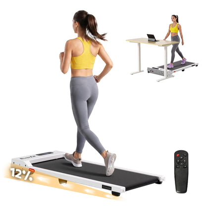 Everfit 3 in 1 Walking Pad Treadmill 12% Incline Under Desk Treadmills for Home Gym With 38cm Wide Belt White TMILL-380-2INC-WH