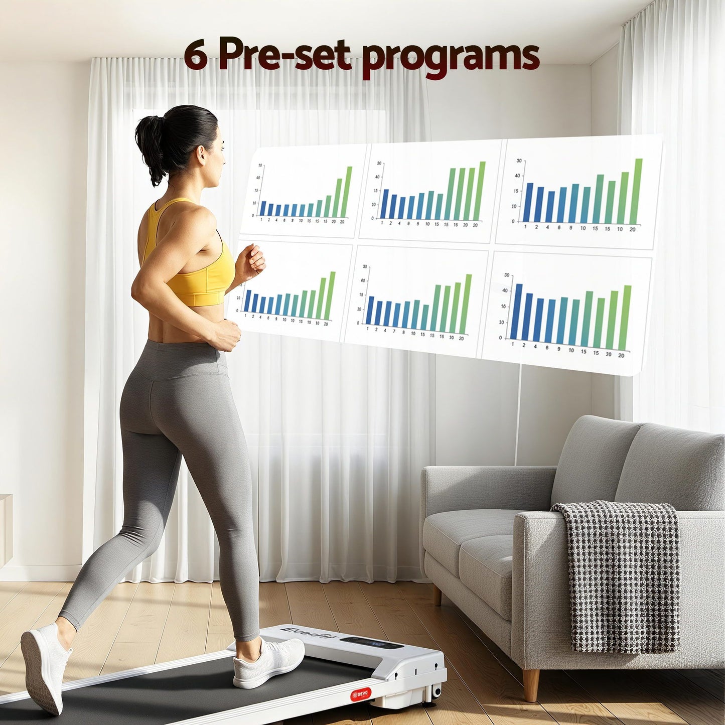 Everfit 3 in 1 Walking Pad Treadmill 12% Incline Under Desk Treadmills for Home Gym With 38cm Wide Belt White TMILL-380-2INC-WH