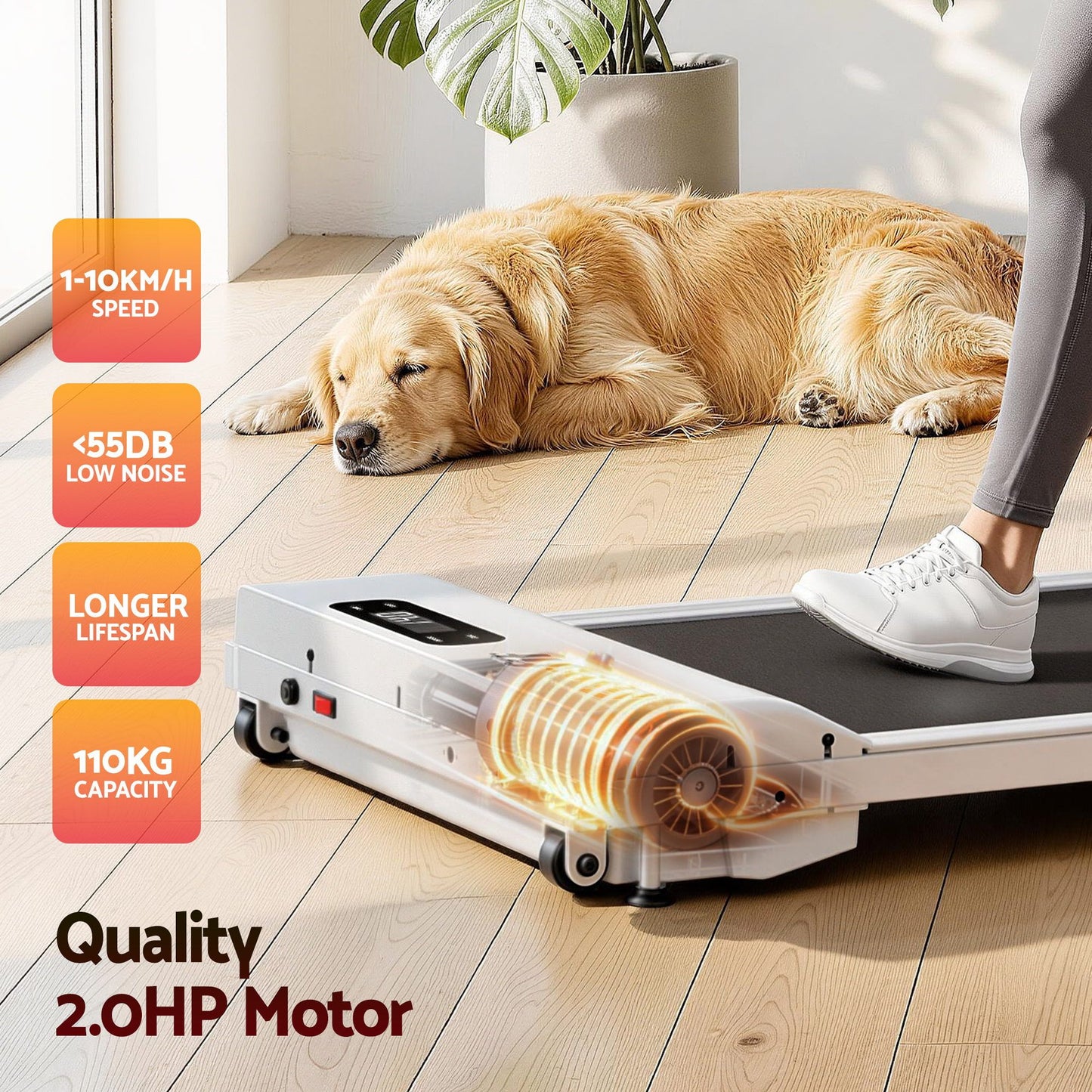 Everfit 3 in 1 Walking Pad Treadmill 12% Incline Under Desk Treadmills for Home Gym With 38cm Wide Belt White TMILL-380-2INC-WH