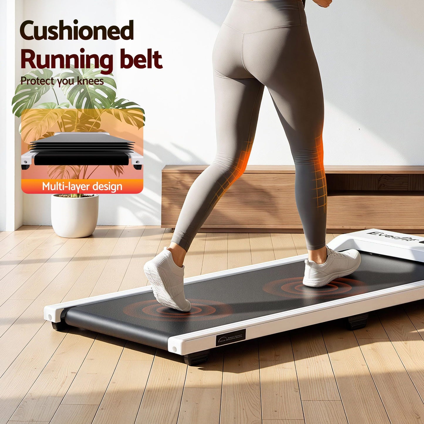 Everfit 3 in 1 Walking Pad Treadmill 12% Incline Under Desk Treadmills for Home Gym With 38cm Wide Belt White TMILL-380-2INC-WH