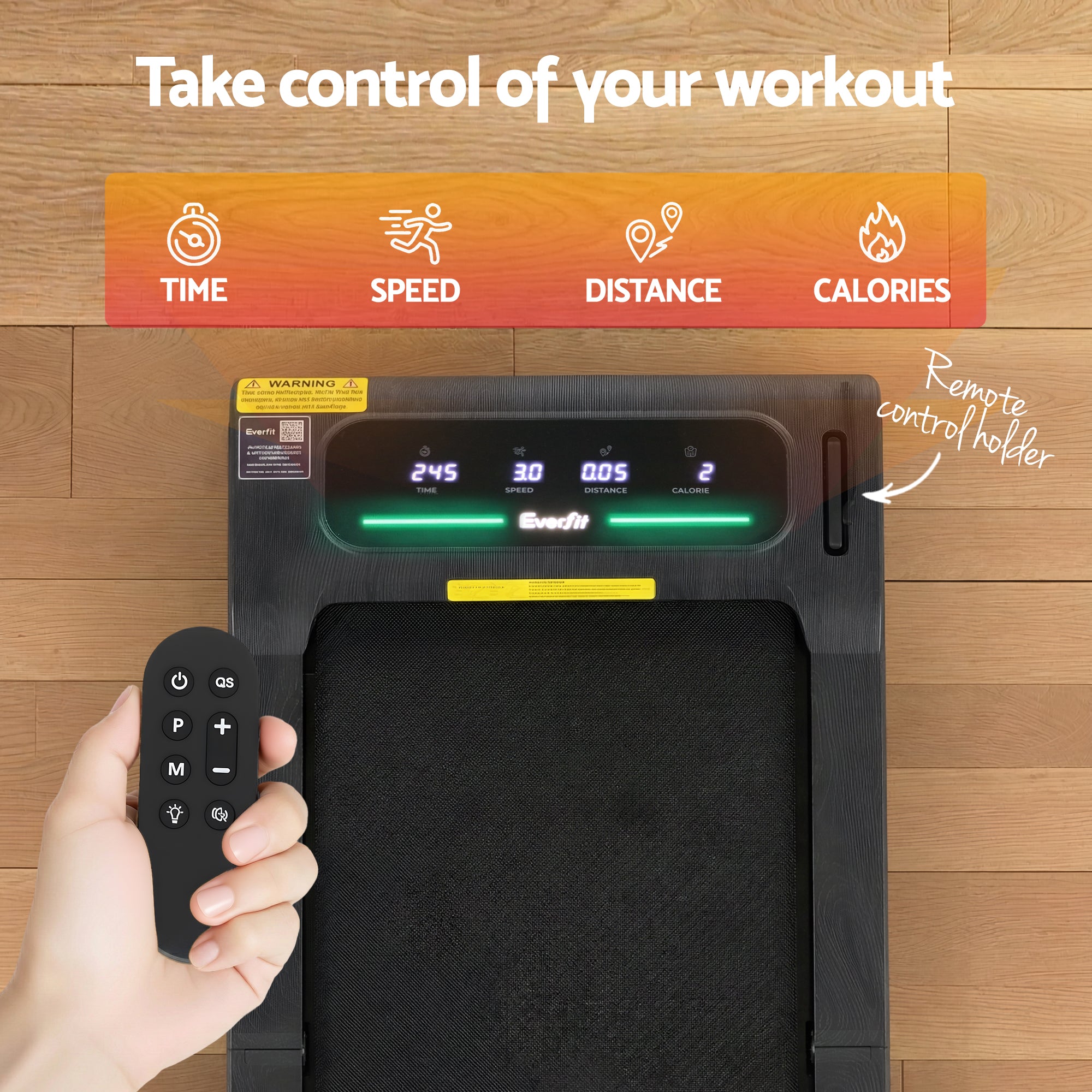 Everfit Walking Pad Treadmill 2 in 1 Foldable Under Desk for Home Gym With 38cm Belt With APP TMILL-380-FD-BK