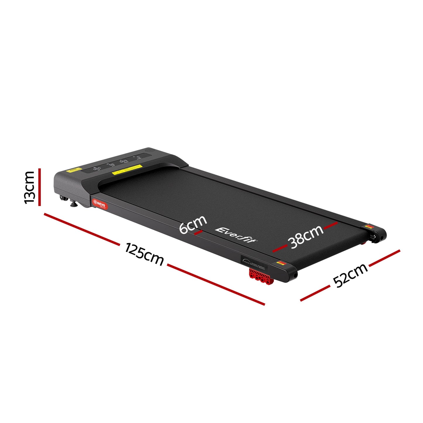 Everfit Treadmill Electric Walking Pad Incline Under Desk Home Gym 380mm Black TMILL-380-INC-BK