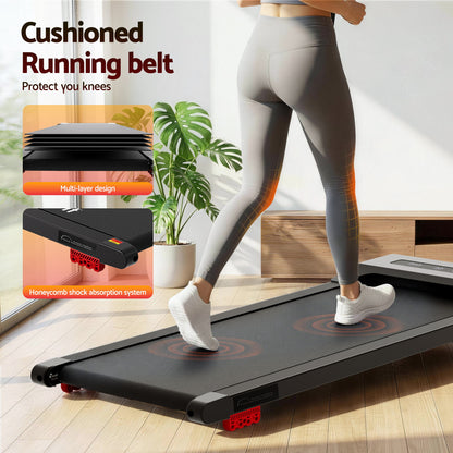 Everfit Treadmill Electric Walking Pad Incline Under Desk Home Gym 380mm Black TMILL-380-INC-BK