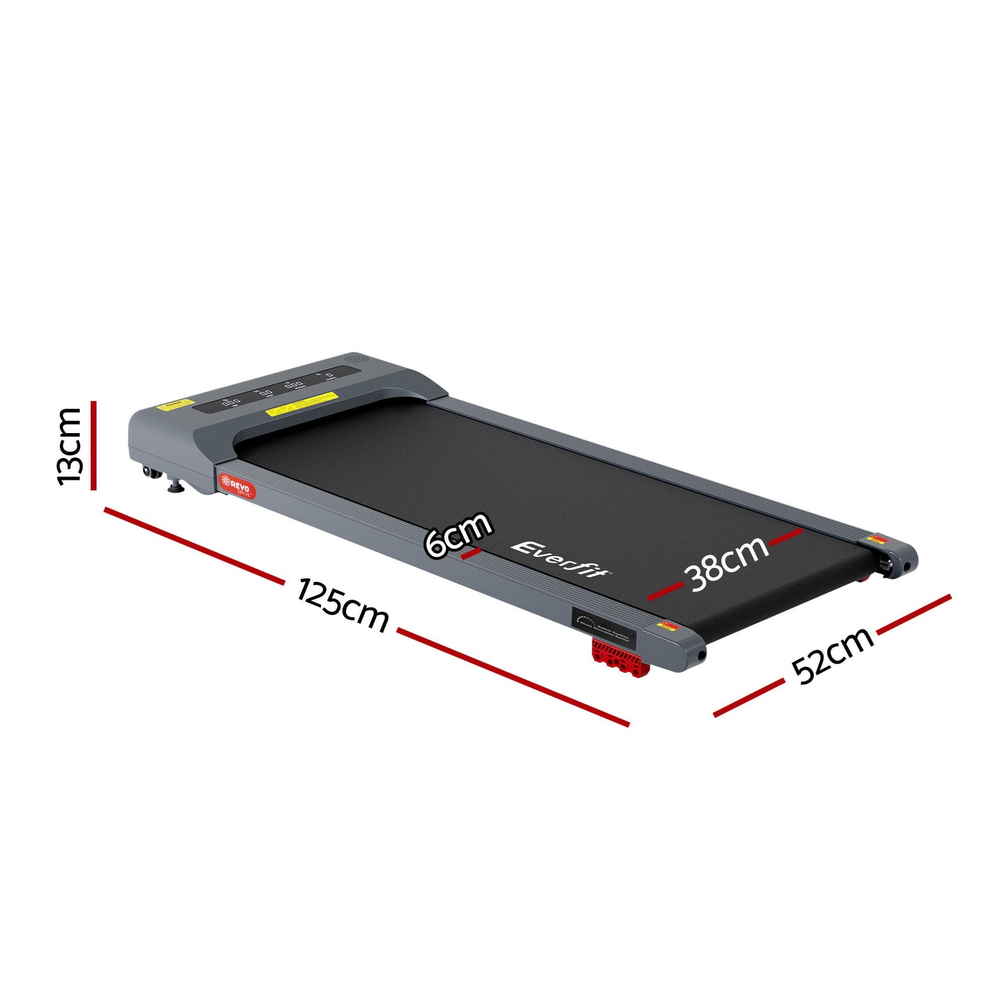 Everfit Treadmill Electric Walking Pad Incline Under Desk Home Gym 380mm Grey TMILL-380-INC-GR