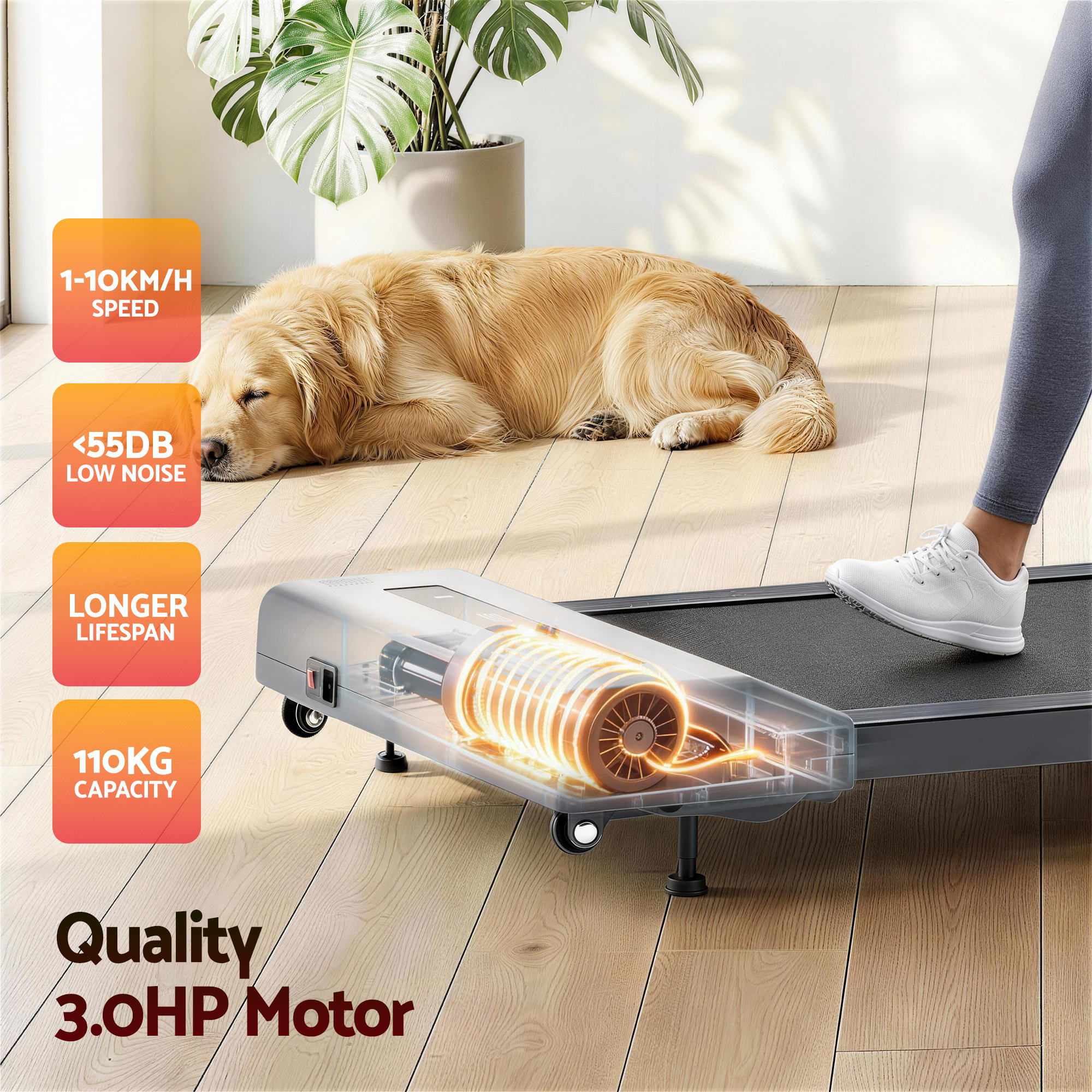 Everfit Treadmill Electric Walking Pad Incline Under Desk Home Gym 380mm Grey