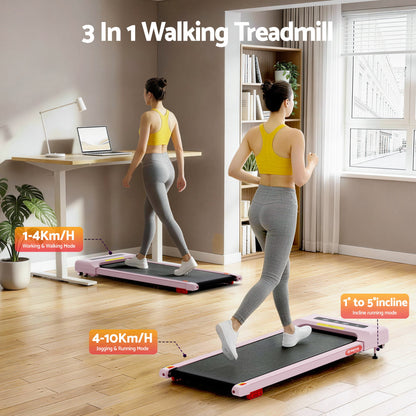 Everfit Treadmill Electric Walking Pad Incline Under Desk Home Gym 380mm Pink TMILL-380-INC-PK