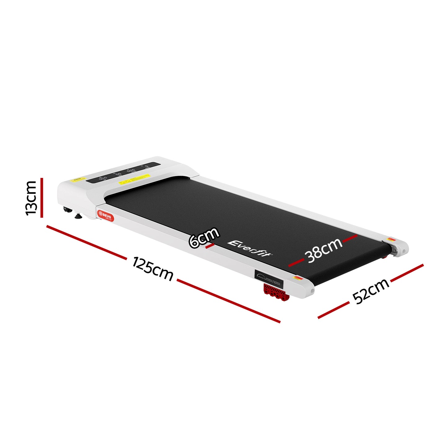 Everfit Treadmill Electric Walking Pad Incline Under Desk Home Gym 380mm White TMILL-380-INC-WH
