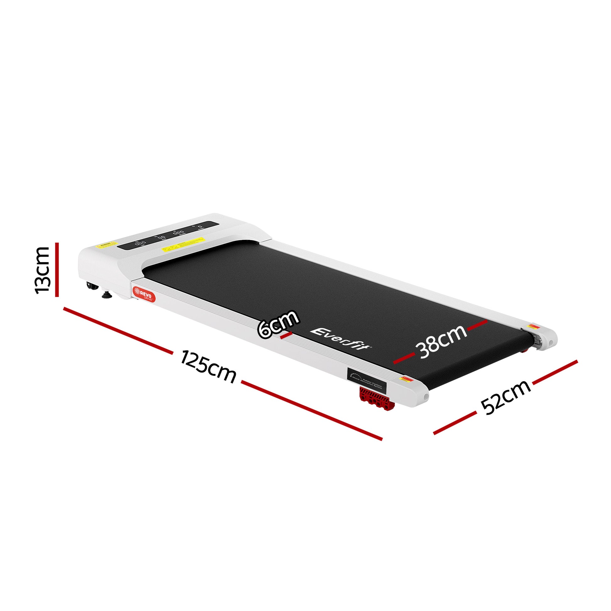 Everfit Treadmill Electric Walking Pad Incline Under Desk Home Gym 380mm White TMILL-380-INC-WH