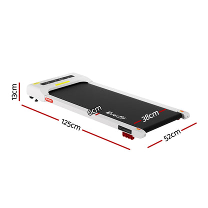 Everfit Treadmill Electric Walking Pad Incline Under Desk Home Gym 380mm White TMILL-380-INC-WH