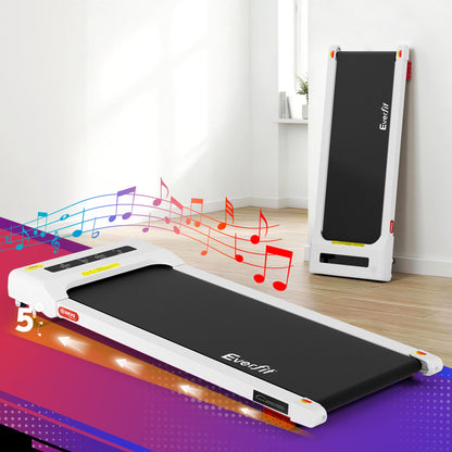 Everfit Treadmill Electric Walking Pad Incline Under Desk Home Gym 380mm White TMILL-380-INC-WH