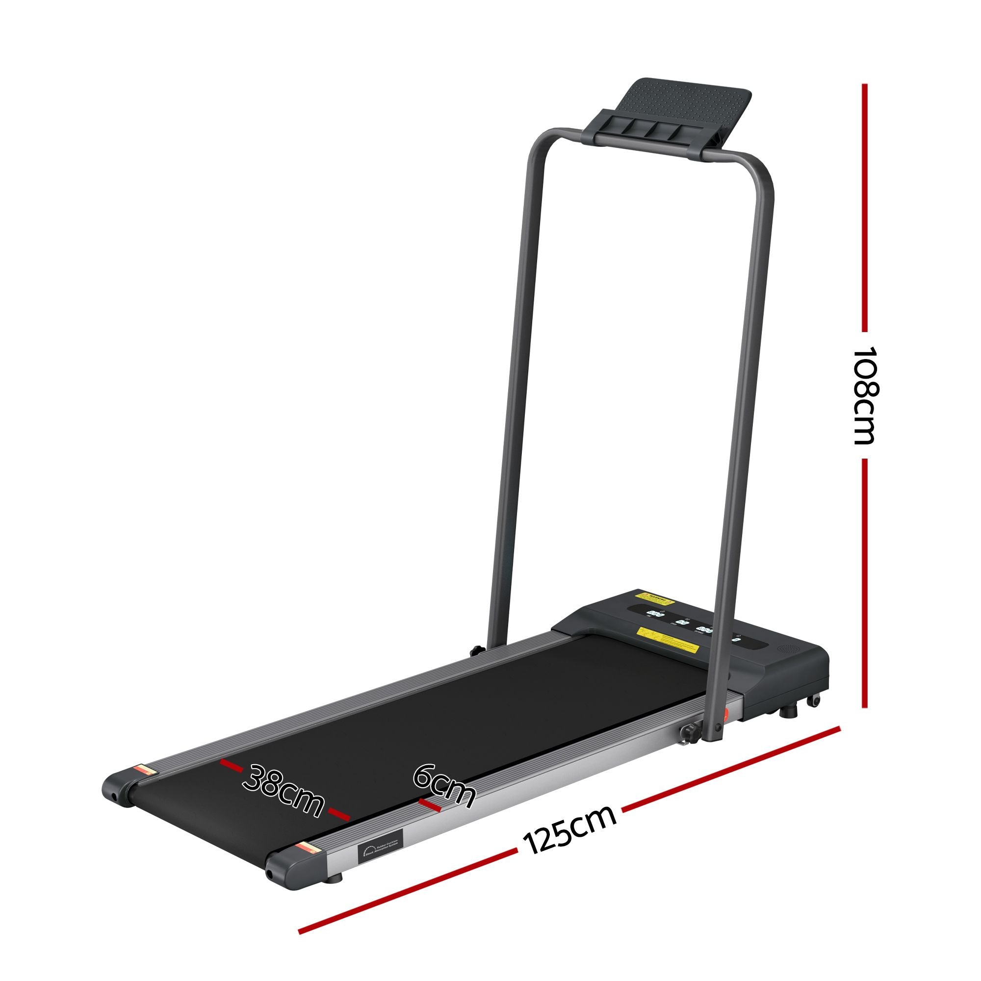 Everfit 2 in 1 Treadmill Electric Walking Pad Under Desk Home Gym Fitness 380mm Grey TMILL-380-PAD-GR