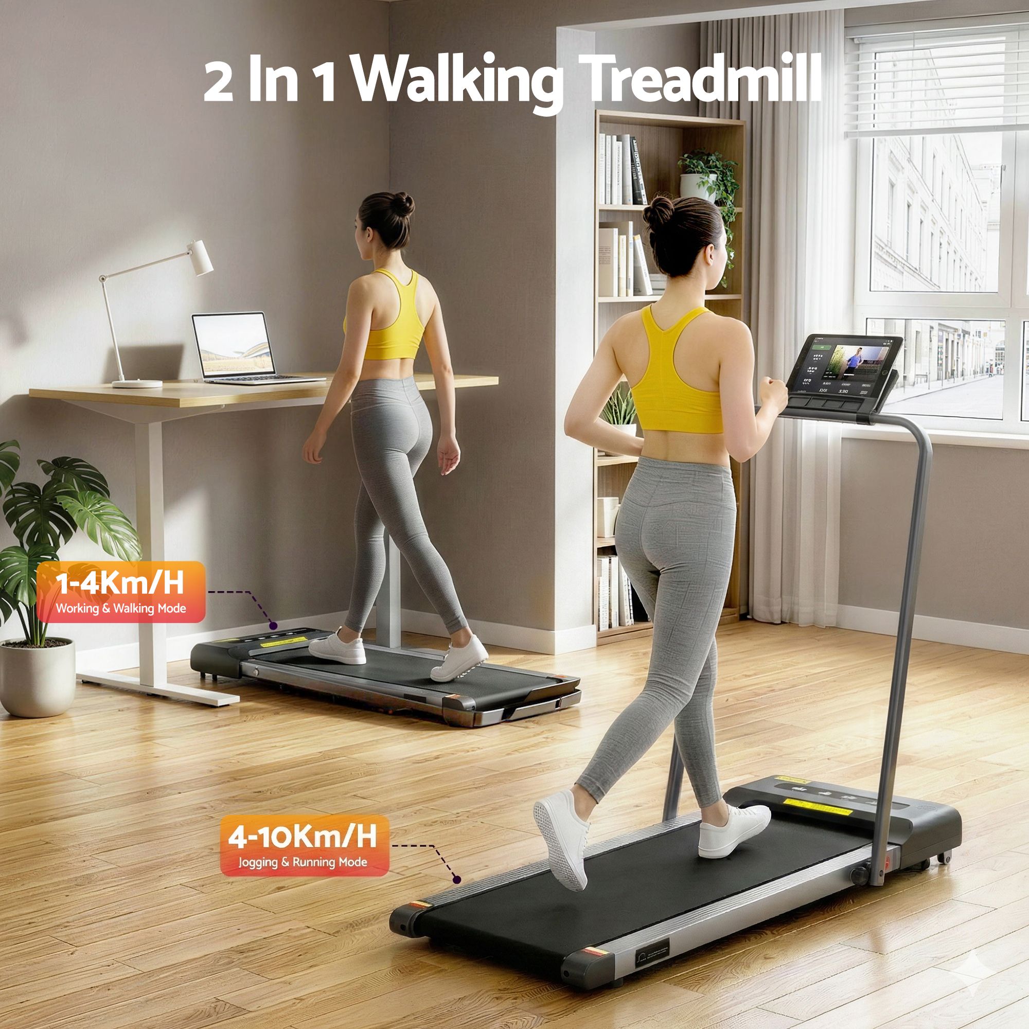 Everfit 2 in 1 Treadmill Electric Walking Pad Under Desk Home Gym Fitness 380mm Grey TMILL-380-PAD-GR