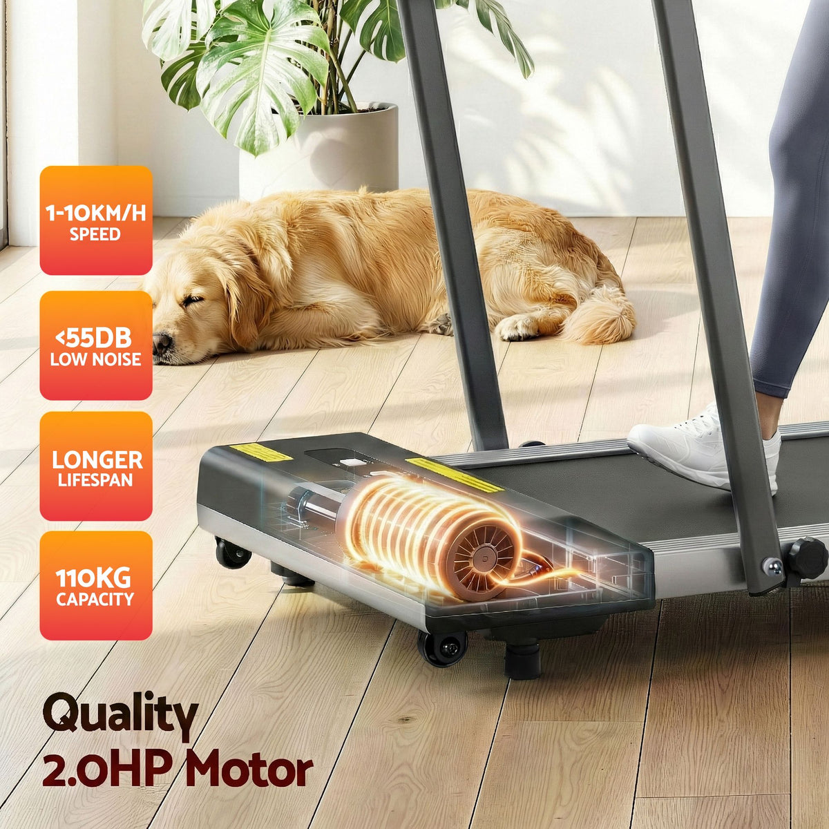 Everfit 2 in 1 Treadmill Electric Walking Pad Under Desk Home Gym Fitness 380mm Grey TMILL-380-PAD-GR