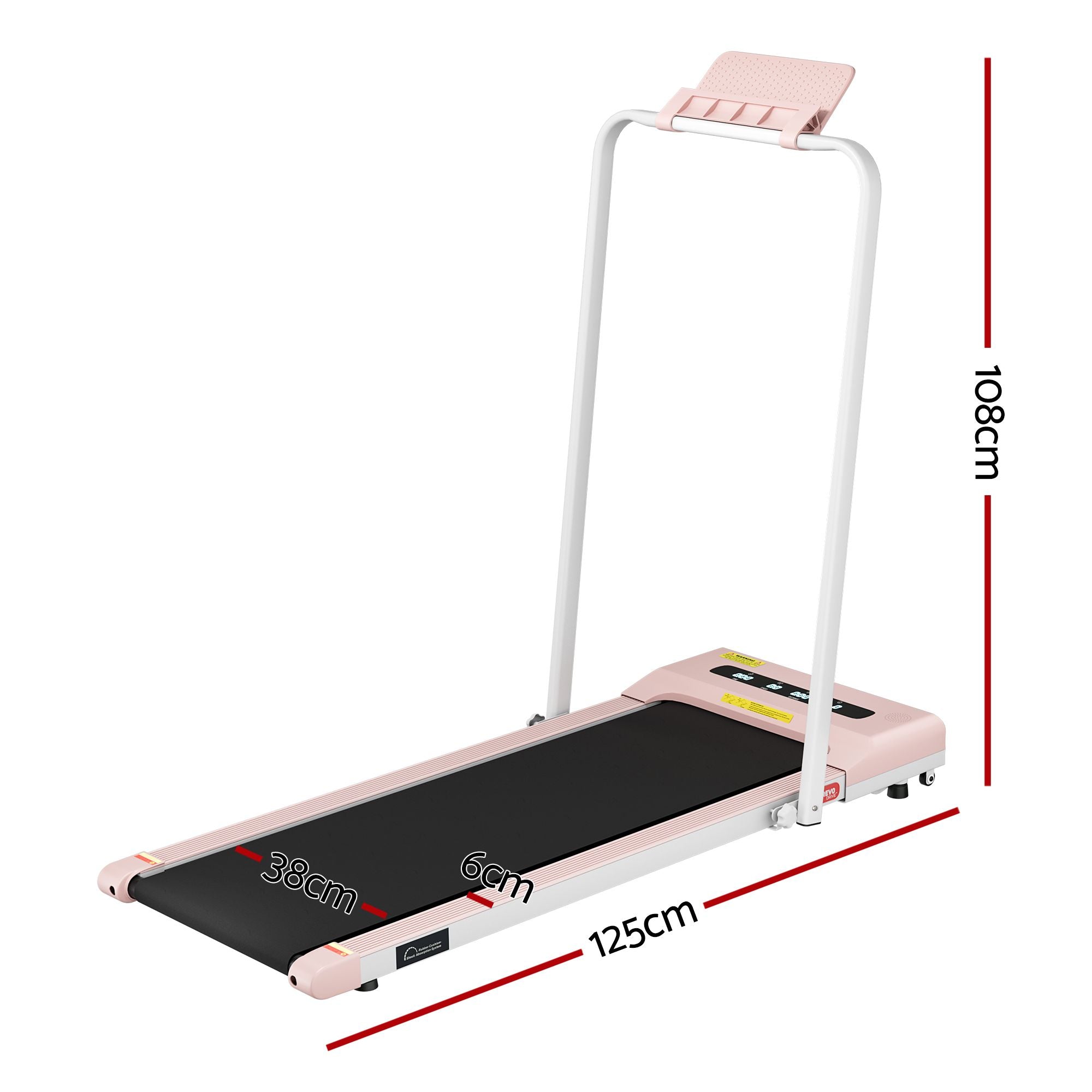 Everfit 2 in 1 Treadmill Electric Walking Pad Under Desk Home Gym Fitness 380mm Pink TMILL-380-PAD-PK