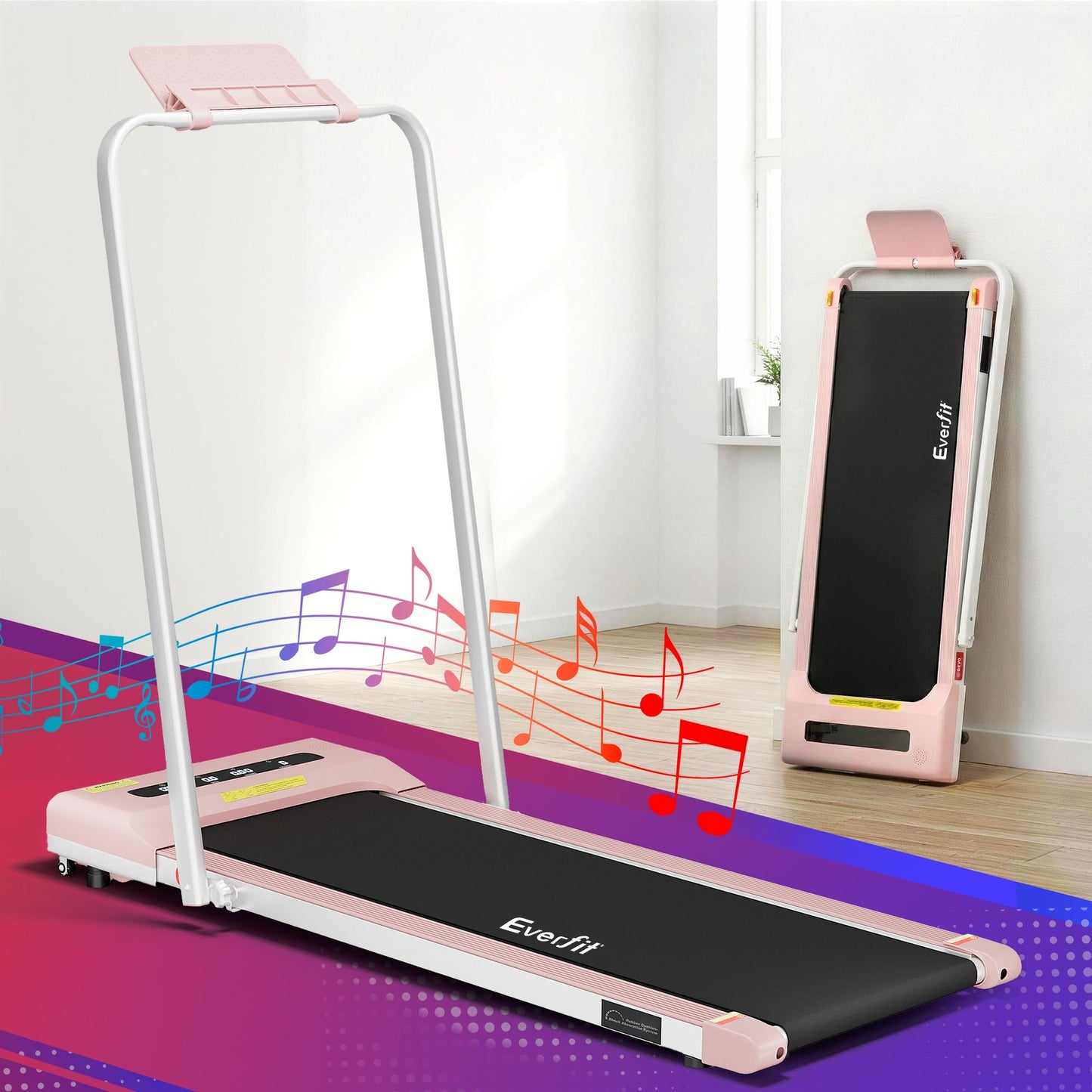 Everfit 2 in 1 Treadmill Electric Walking Pad Under Desk Home Gym Fitness 380mm Pink TMILL-380-PAD-PK