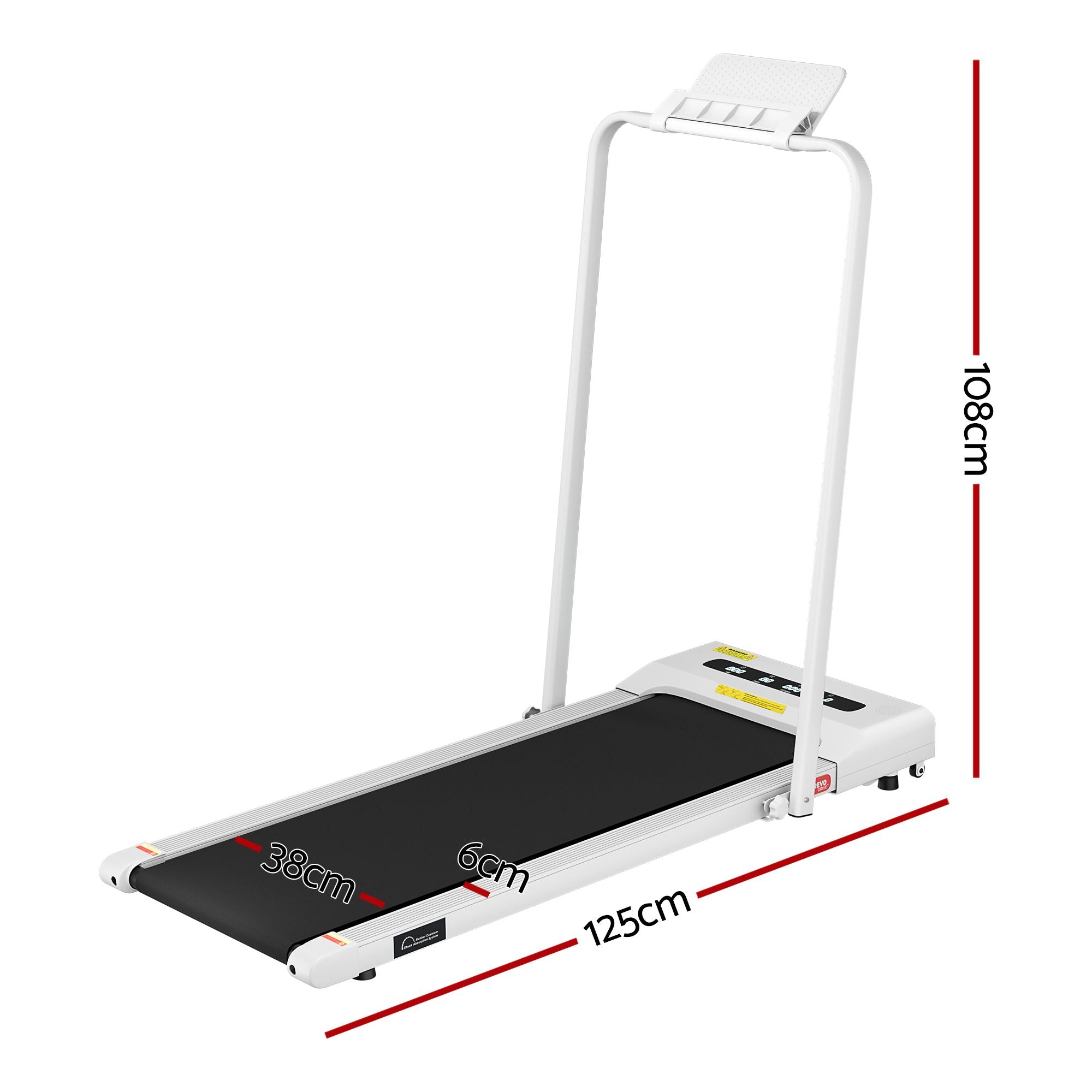 Everfit 2 in 1 Treadmill Electric Walking Pad Under Desk Home Gym Fitness 380mm White TMILL-380-PAD-WH