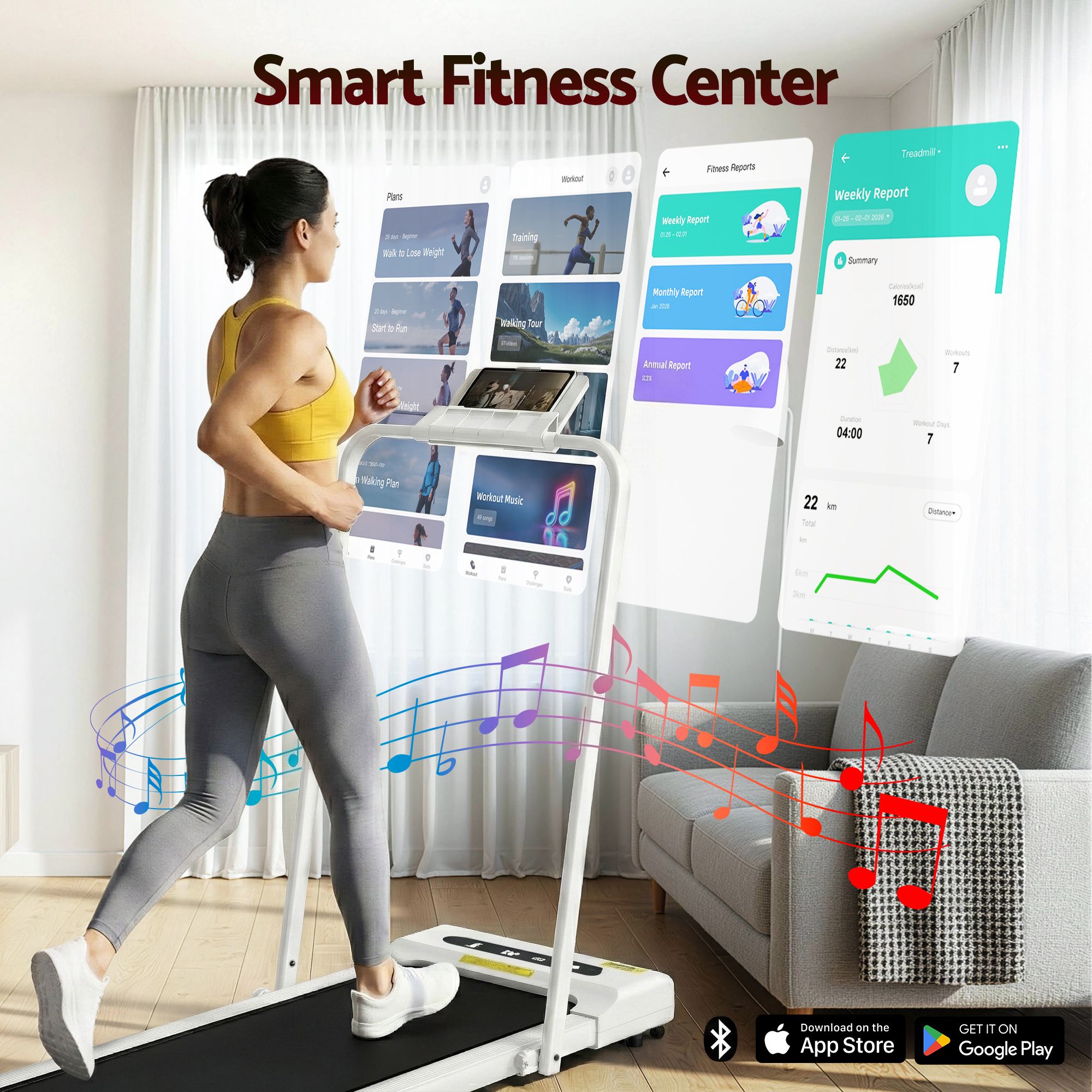 Everfit 2 in 1 Treadmill Electric Walking Pad Under Desk Home Gym Fitness 380mm White TMILL-380-PAD-WH