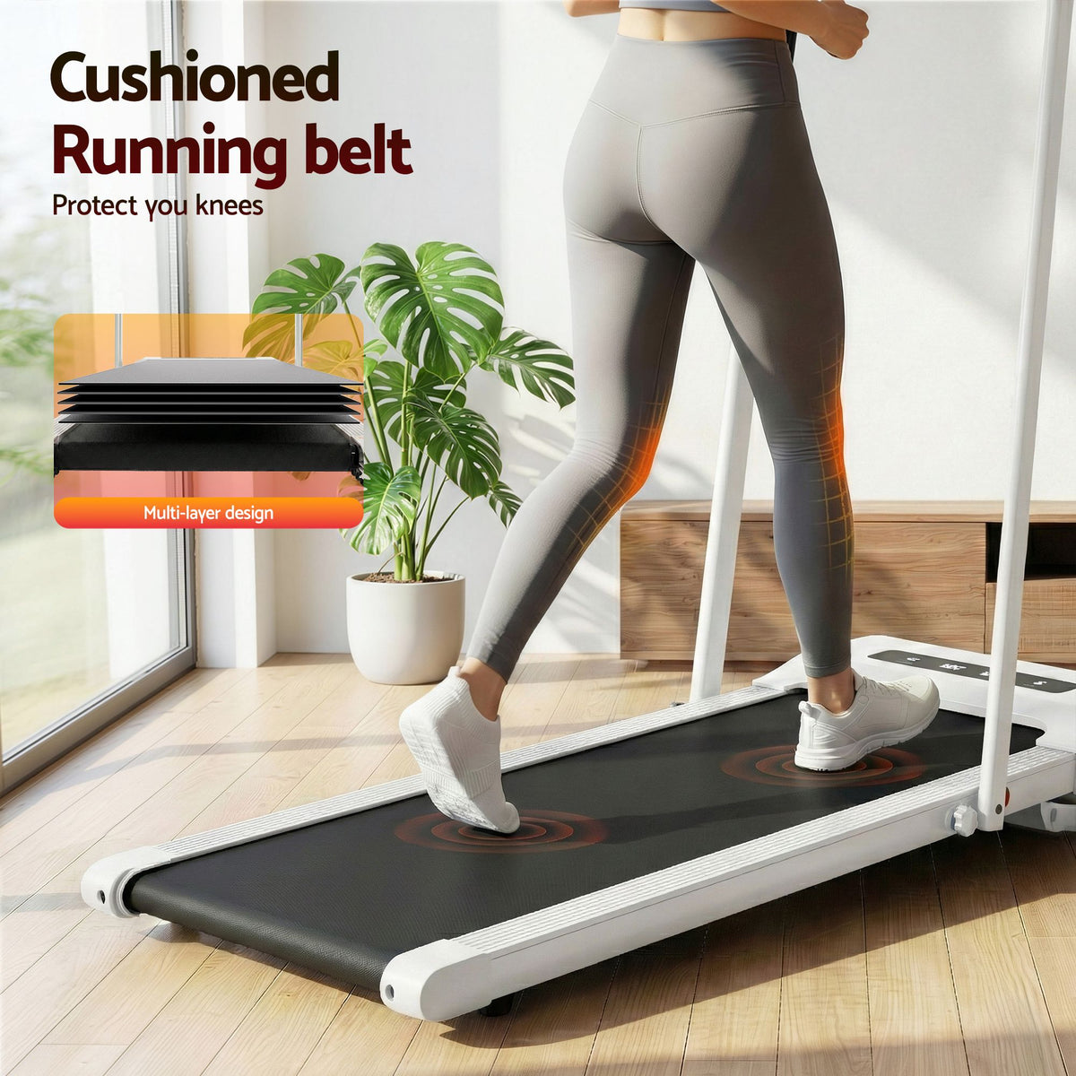 Everfit 2 in 1 Treadmill Electric Walking Pad Under Desk Home Gym Fitness 380mm White TMILL-380-PAD-WH