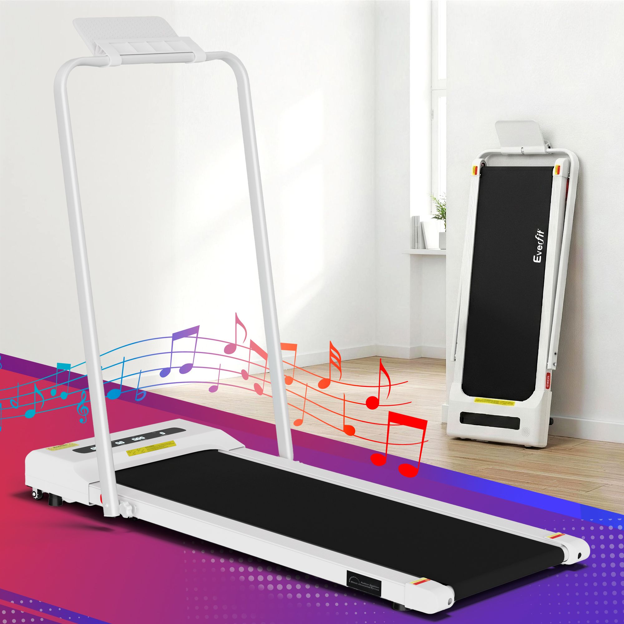Everfit 2 in 1 Treadmill Electric Walking Pad Under Desk Home Gym Fitness 380mm White TMILL-380-PAD-WH