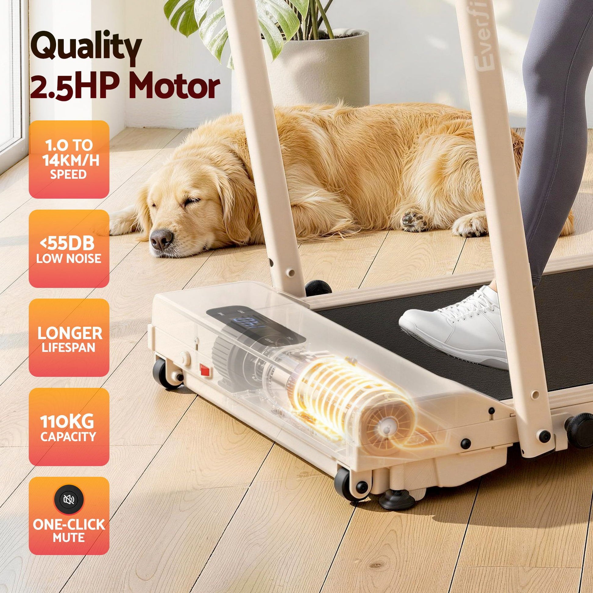 Everfit 3 in 1 Walking Pad Treadmill 12% Incline Under Desk Foldable Treadmills for Home Gym With 38cm Wide TMILL-380H-2INC-BG