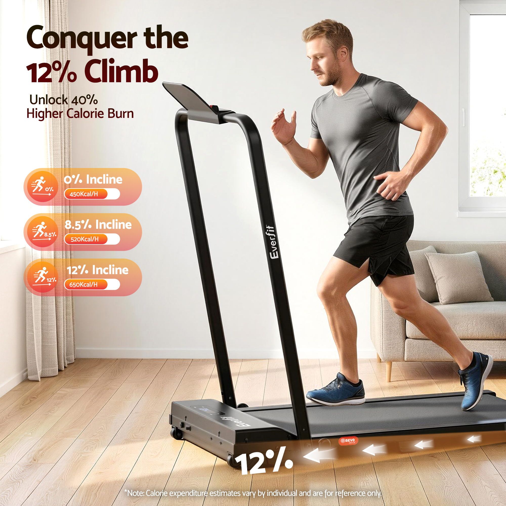Everfit 3 in 1 Walking Pad Treadmill 12% Incline Under Desk Foldable Treadmills for Home Gym With 38cm Wide Belt APP Control