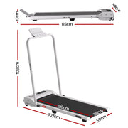Everfit 3 in 1 Walking Pad Treadmill 12% Incline Foldable Under Desk Treadmills for Home Gym With 38cm Wide Belt White