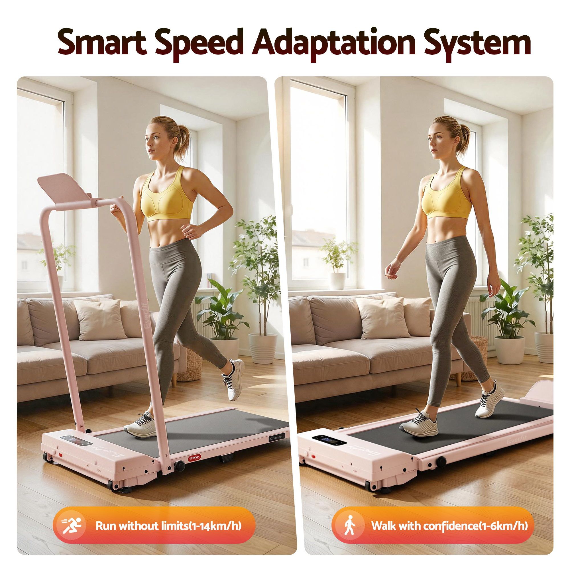 Everfit 3 in 1 Walking Pad Treadmill 12% Incline Under Desk Treadmills for Home Gym With 38cm Wide Belt APP TMILL-380H-2INC-PK