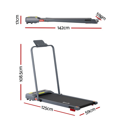 Everfit Treadmill Electric Walking Pad Incline Under Desk 380mm Grey TMILL-380H-INC-GR